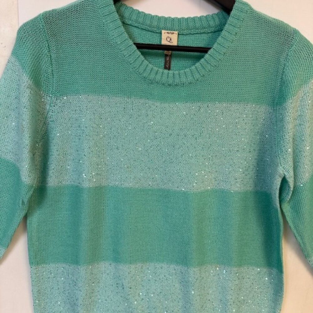 QI AQUA AND SEQUIN SWEATER MEDIUM